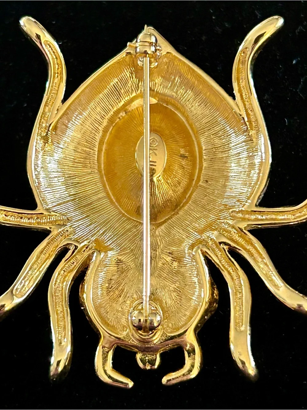 Kenneth Jay Lane KJL Gold-Tone Beetle Brooch with Amber, Red & Emerald Accents